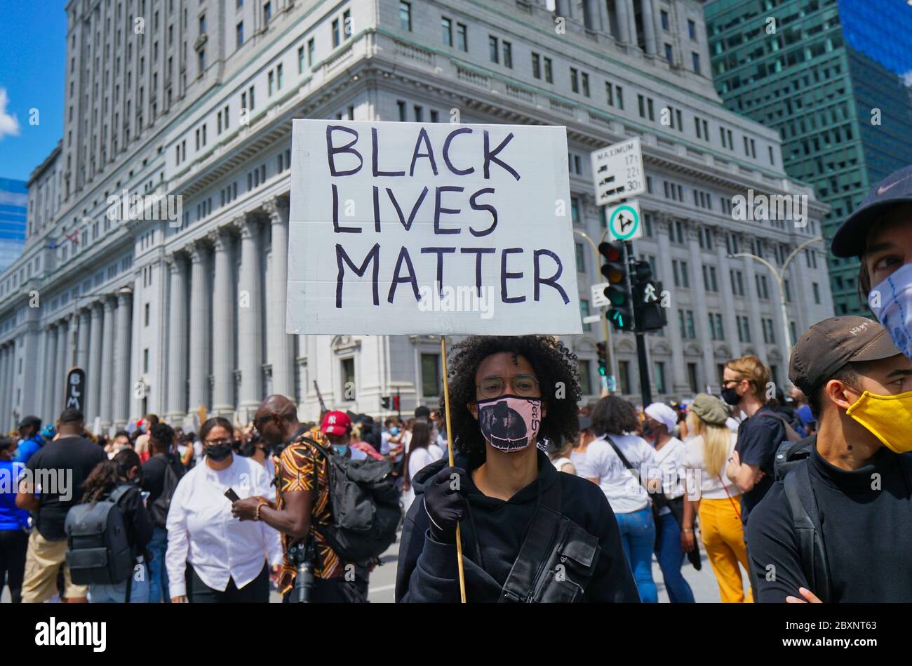 Montréal,Québec,Canada,le 7 juin 2020.les manifestants dans les rues de la vie noire comptent des manifestations à Montréal.Credit:Mario Beauregard/Alamy News Banque D'Images