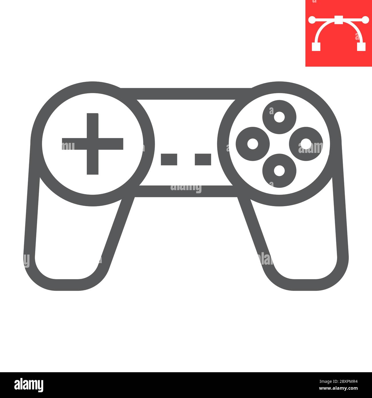 Icône de ligne de manette, jeux vidéo et console, graphiques vectoriels de signe de joystick, icône linéaire de trait modifiable, eps 10. Illustration de Vecteur