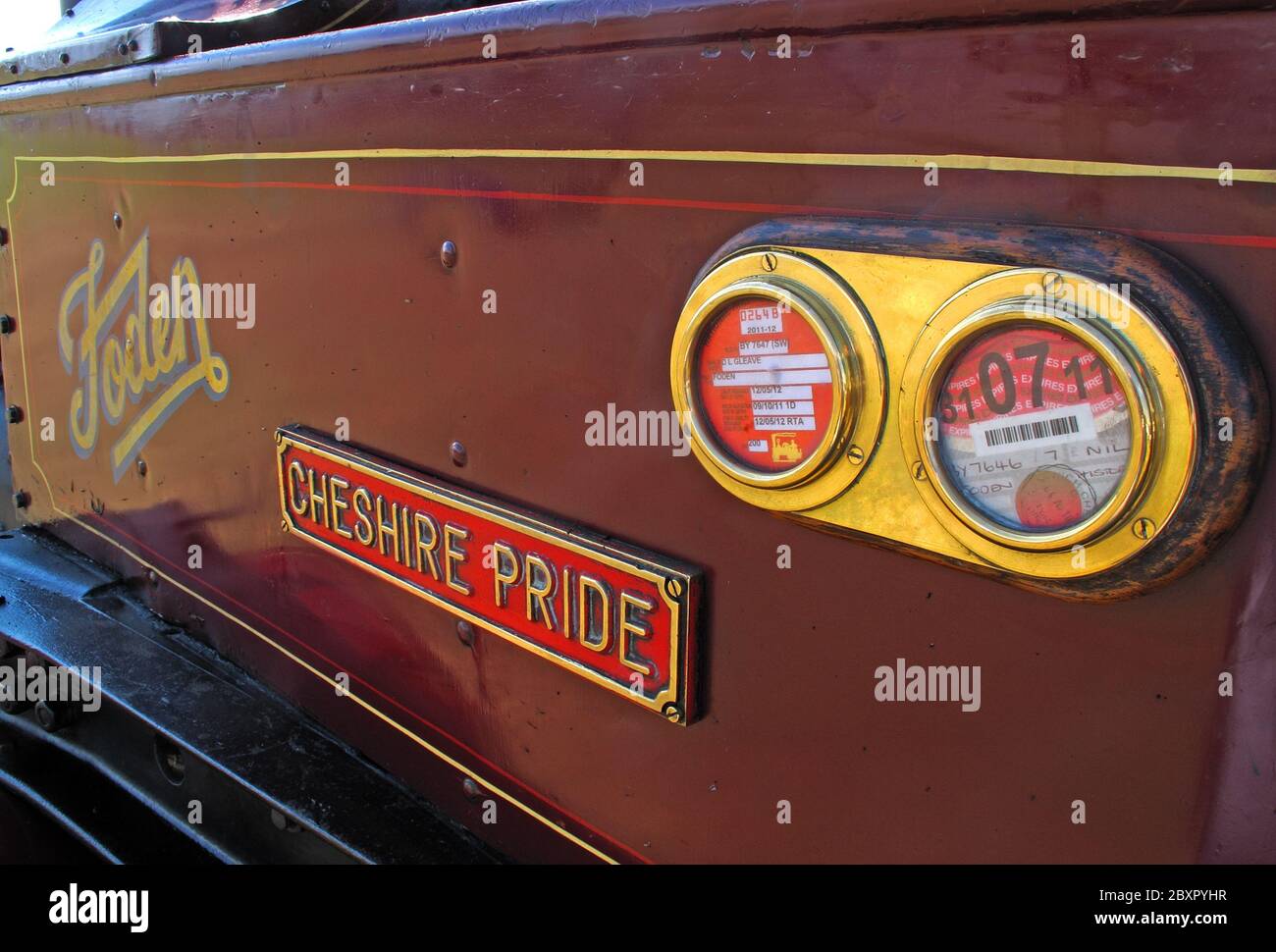 Foden Cheshire Pride, BY7646, moteur à vapeur showmans, Daresbury, été, juillet 2011, Cheshire, Angleterre, Royaume-Uni Banque D'Images