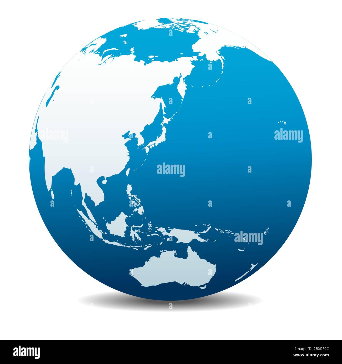 Chine, Japon, Malaisie, Thaïlande, Indonésie, Hawaï, Australie. Icône carte vectorielle du globe terrestre, Terre. Les éléments se trouvent sur des calques individuels. Illustration de Vecteur