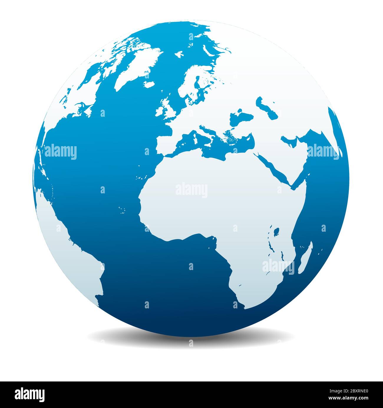 Europe et Afrique. Icône carte vectorielle du globe terrestre, Terre. Tous les éléments se trouvent sur des calques individuels dans le fichier vectoriel. Illustration de Vecteur