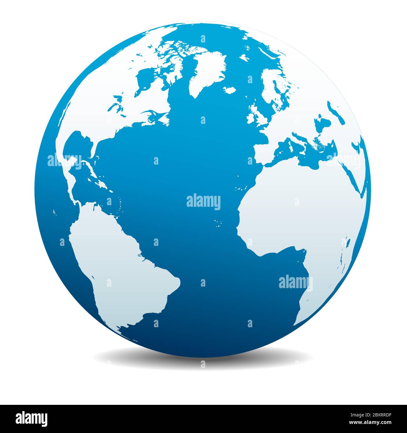 Europe, Amérique du Nord, Amérique du Sud, Afrique. Icône carte vectorielle du globe terrestre, Terre. Tous les éléments se trouvent sur des calques individuels dans le fichier vectoriel. Illustration de Vecteur