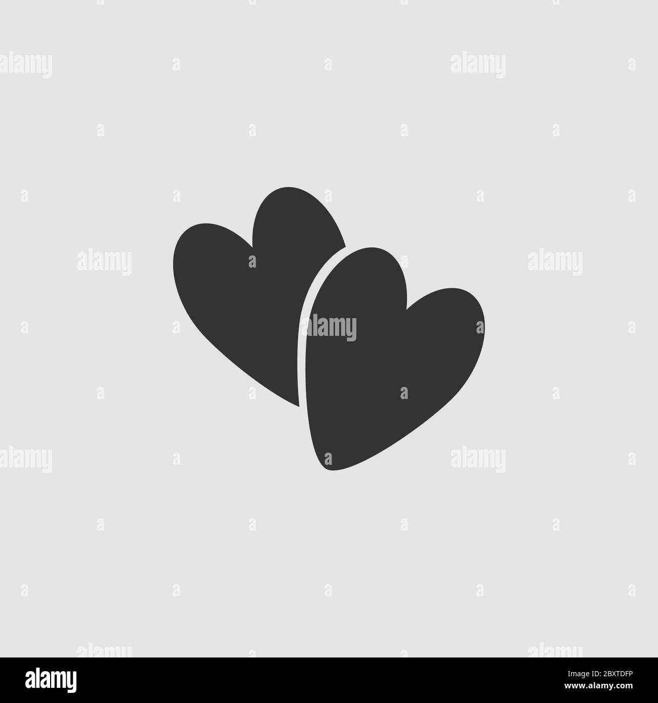 Saint-Valentin amour coeur icône plat. Pictogramme noir sur fond gris. Symbole d'illustration vectorielle Illustration de Vecteur