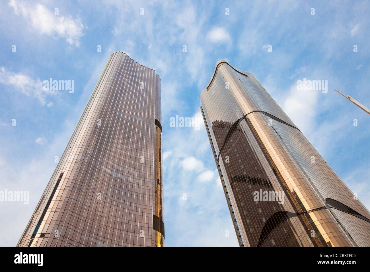 Beijing, quartier des affaires de Wangjing / Chine - avril 2019 : Da Wang Jing Towers - Beijing Radiance Office Building situé à l'intersection de Fu an Road Banque D'Images