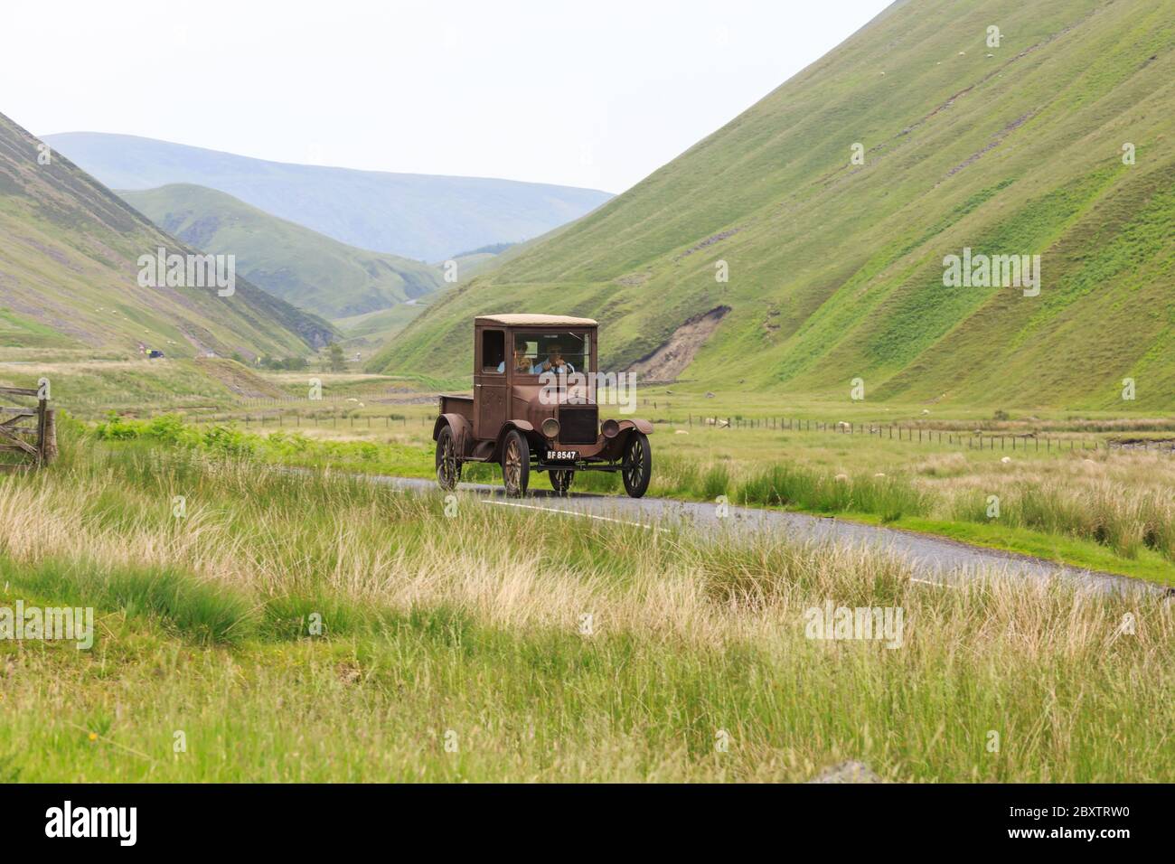 Moffat, Écosse - 29 juin 2019 : Ford modèle T 1925 ramassage dans un rallye automobile classique en route vers la ville de Moffat, Dumfries et Galloway Banque D'Images