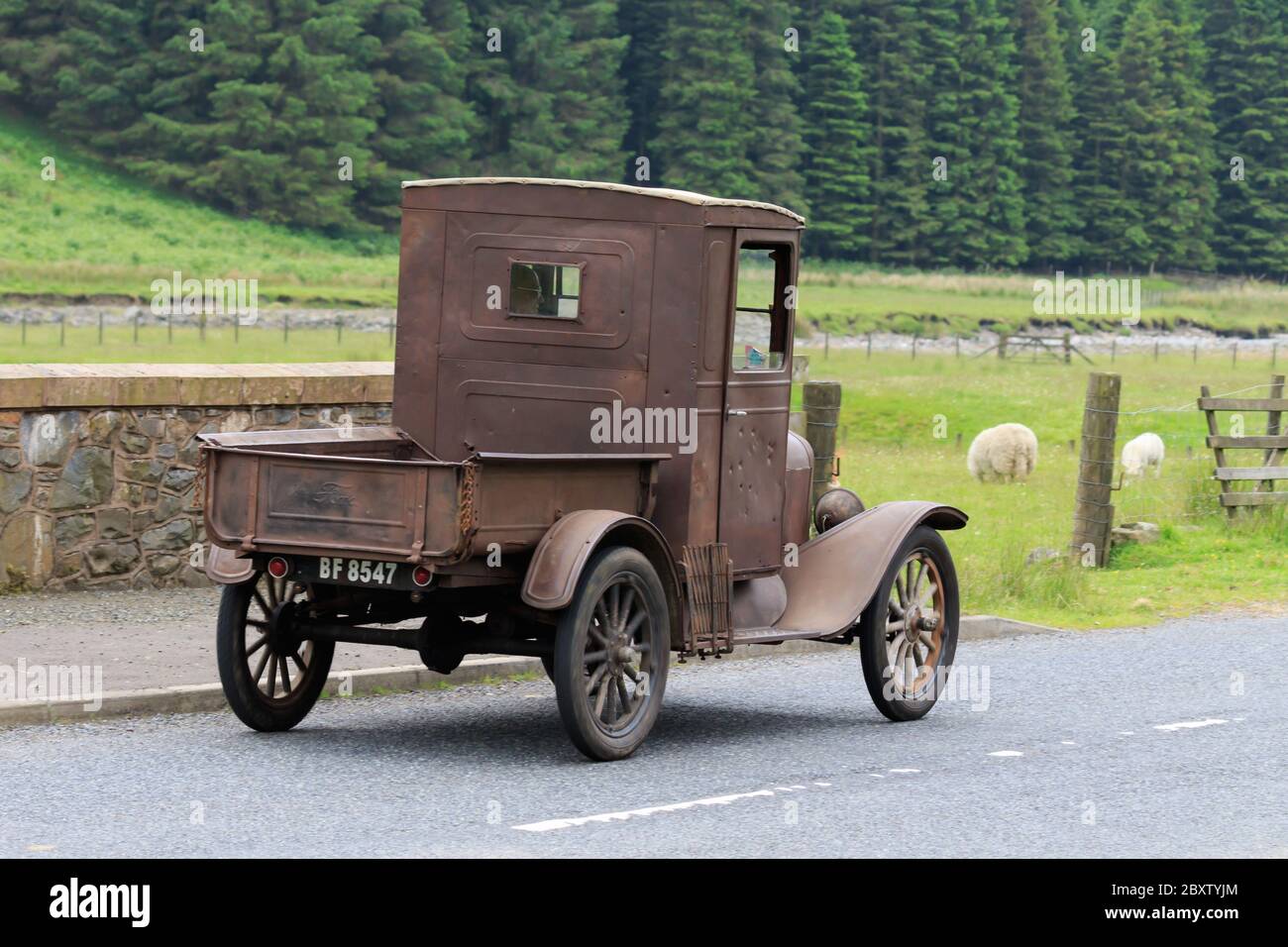 Moffat, Écosse - 29 juin 2019 : Ford modèle T 1925 ramassage dans un rallye automobile classique en route vers la ville de Moffat, Dumfries et Galloway Banque D'Images