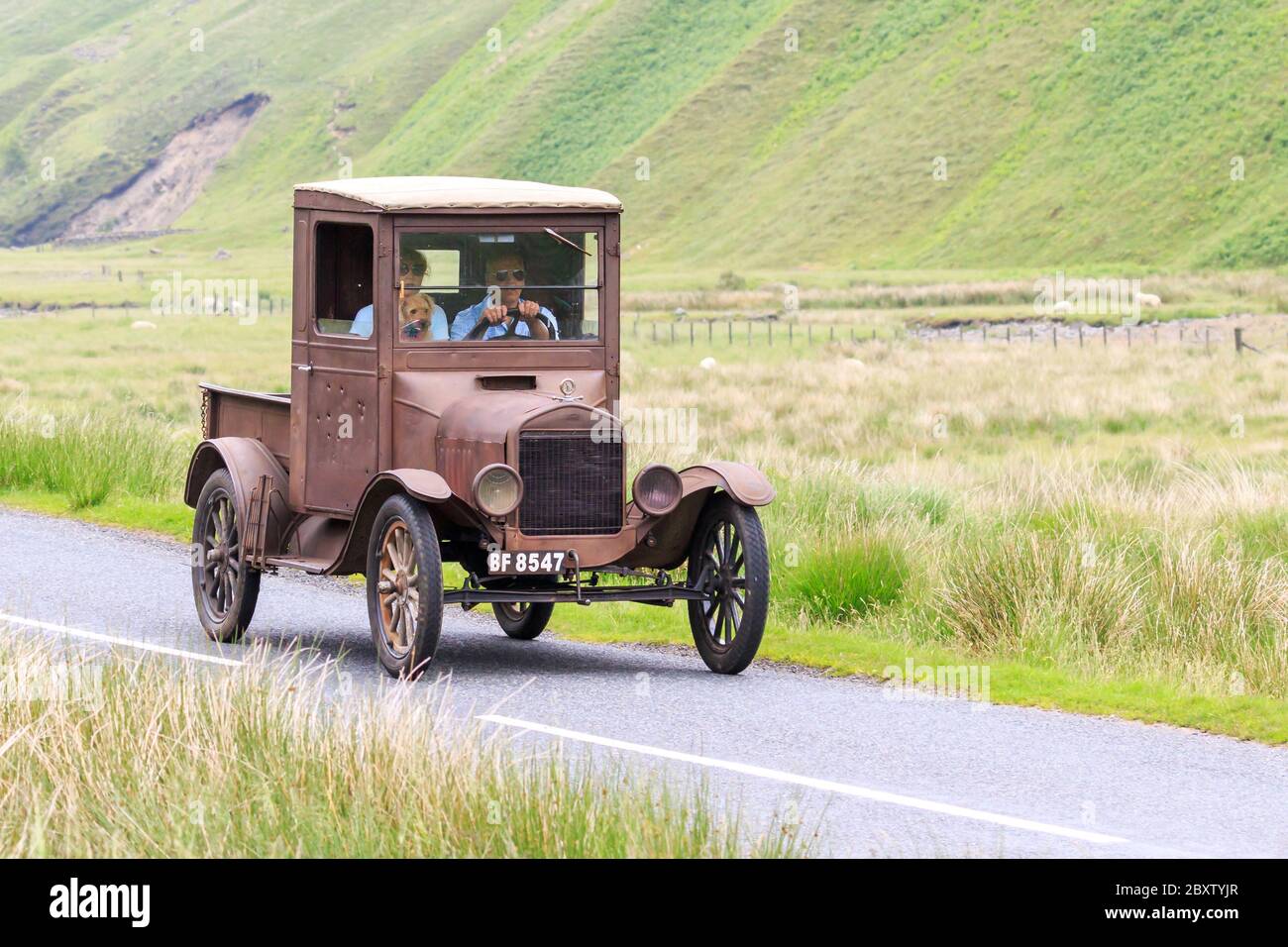 MOFFAT, ÉCOSSE - 29 JUIN 2019 : Ford modèle T 1925 ramassage dans un rallye automobile classique en route vers la ville de Moffat, Dumfries et Galloway Banque D'Images