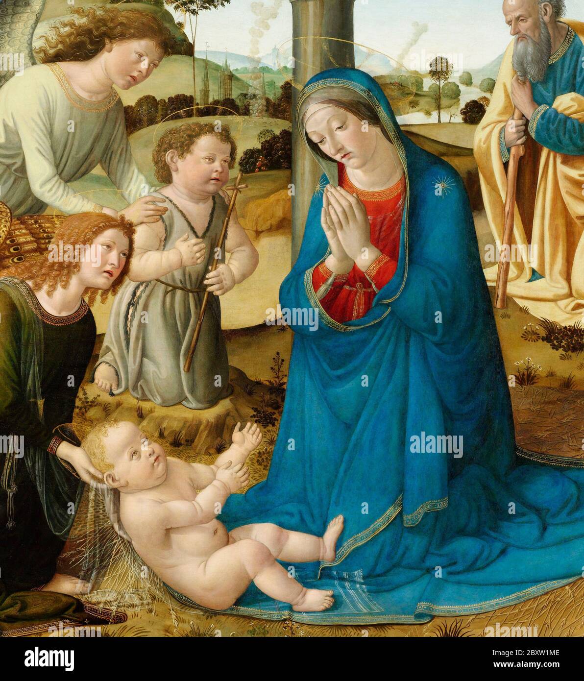 L'Adoration de l'enfant Christ par Cosimo Rosselli (1485-1507) Banque D'Images