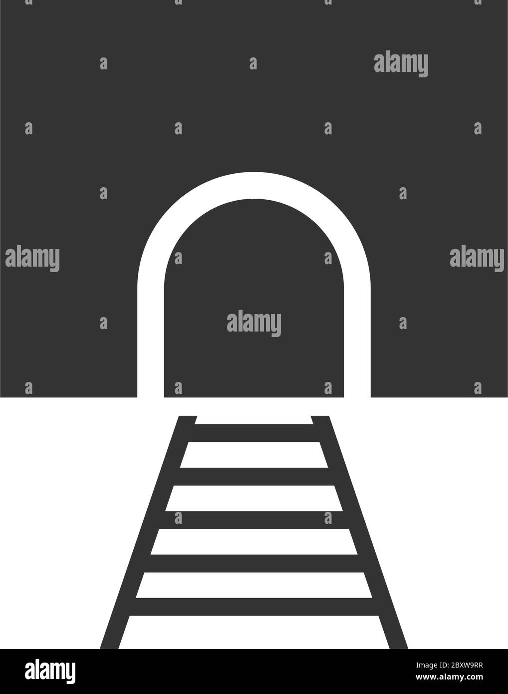 Tunnel ferroviaire. Icône noire plat sur fond blanc Illustration de Vecteur