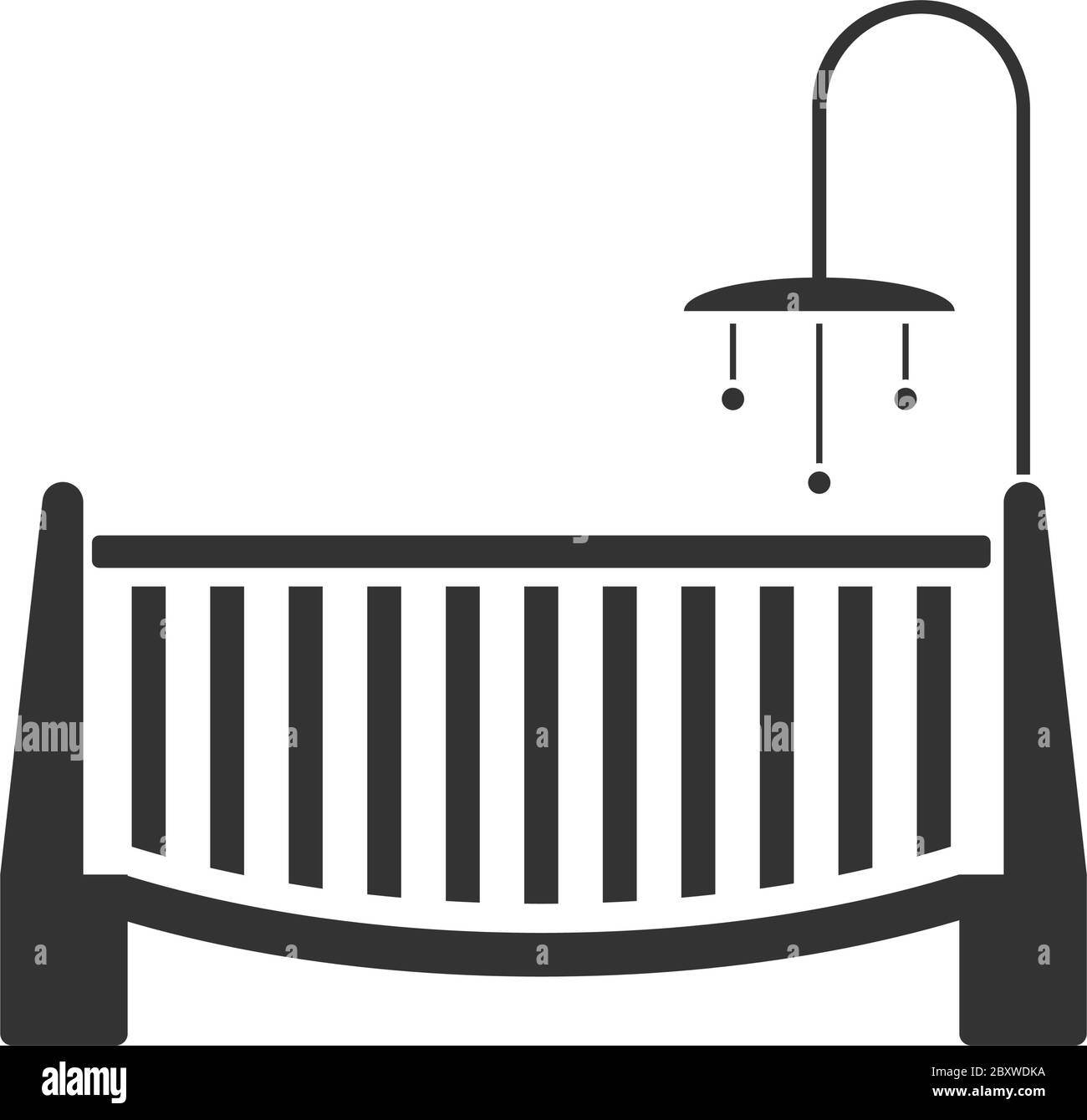 Lit bébé. Icône noire plat sur fond blanc Illustration de Vecteur