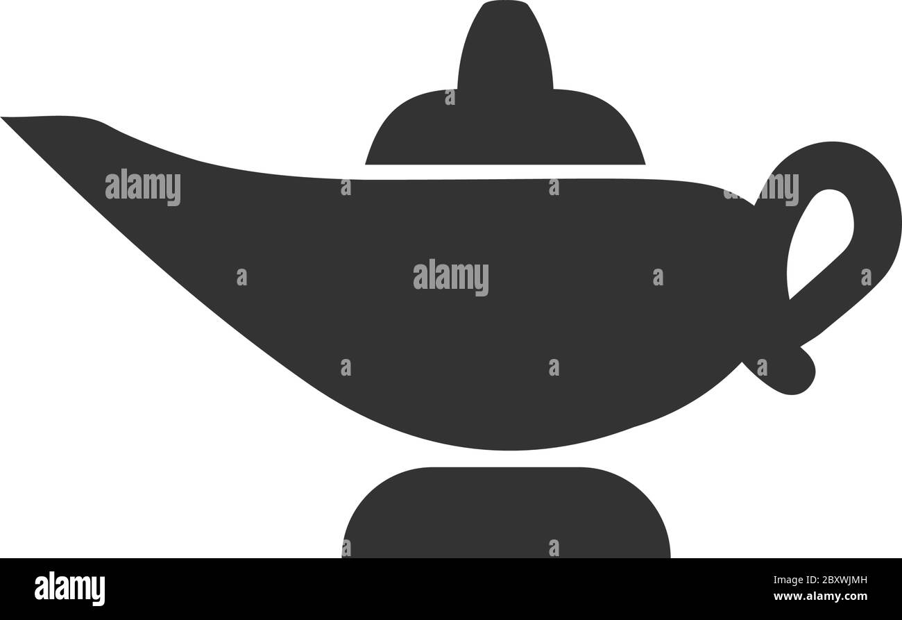 Lampe Magic. Icône noire plat sur fond blanc Illustration de Vecteur