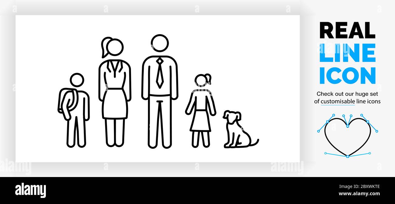 Icône de ligne modifiable de la famille de figures de manche Illustration de Vecteur