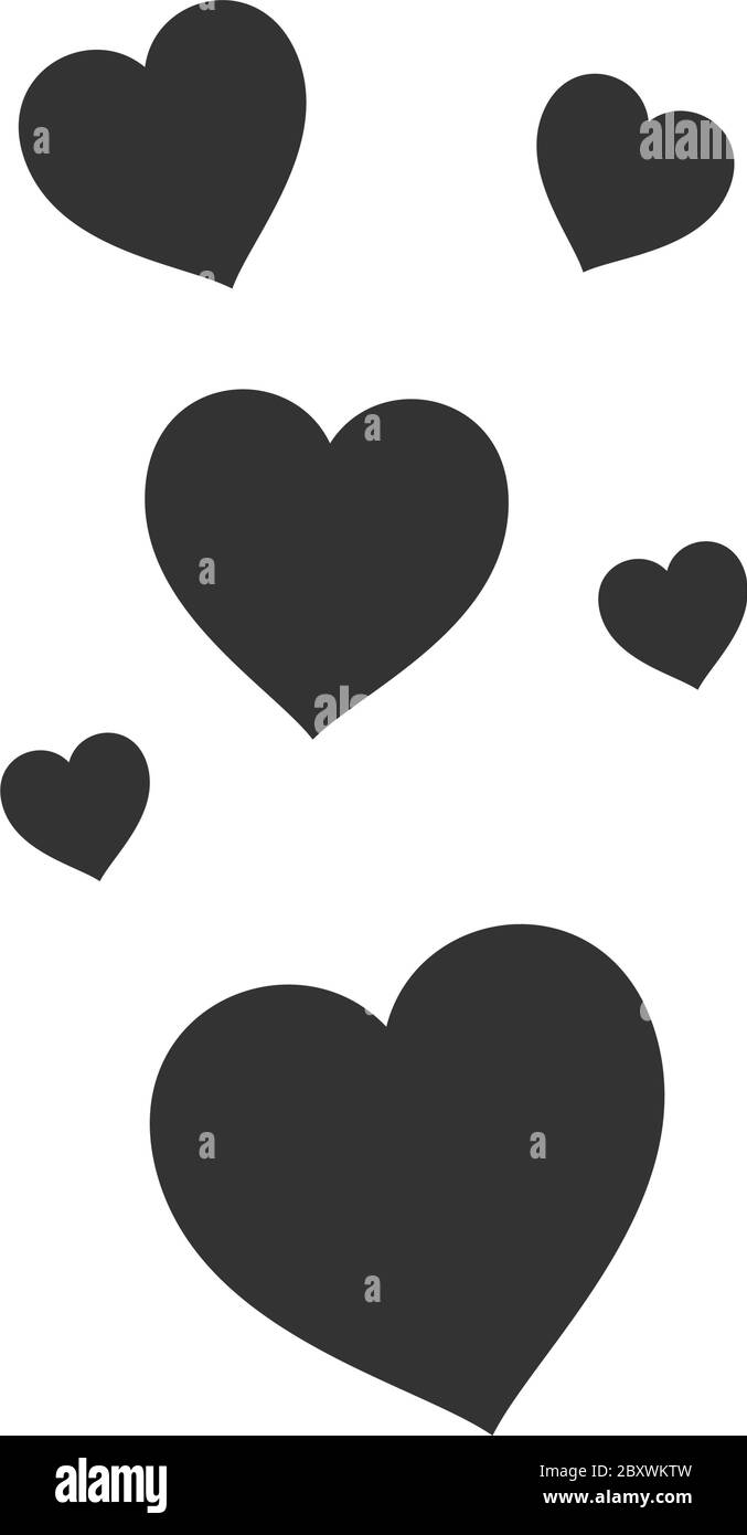 Comme, coeur Amour. Icône noire plat sur fond blanc Illustration de Vecteur