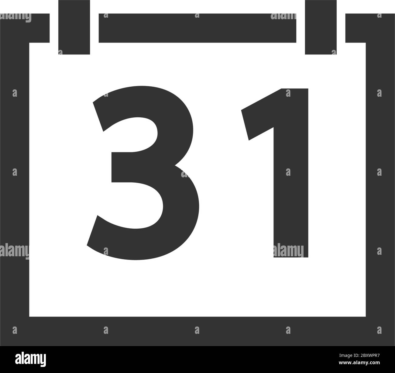 31 jours civils. Icône noire plat sur fond blanc Illustration de Vecteur