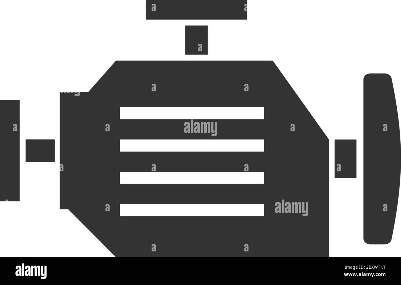 Moteur. Icône noire plat sur fond blanc Illustration de Vecteur