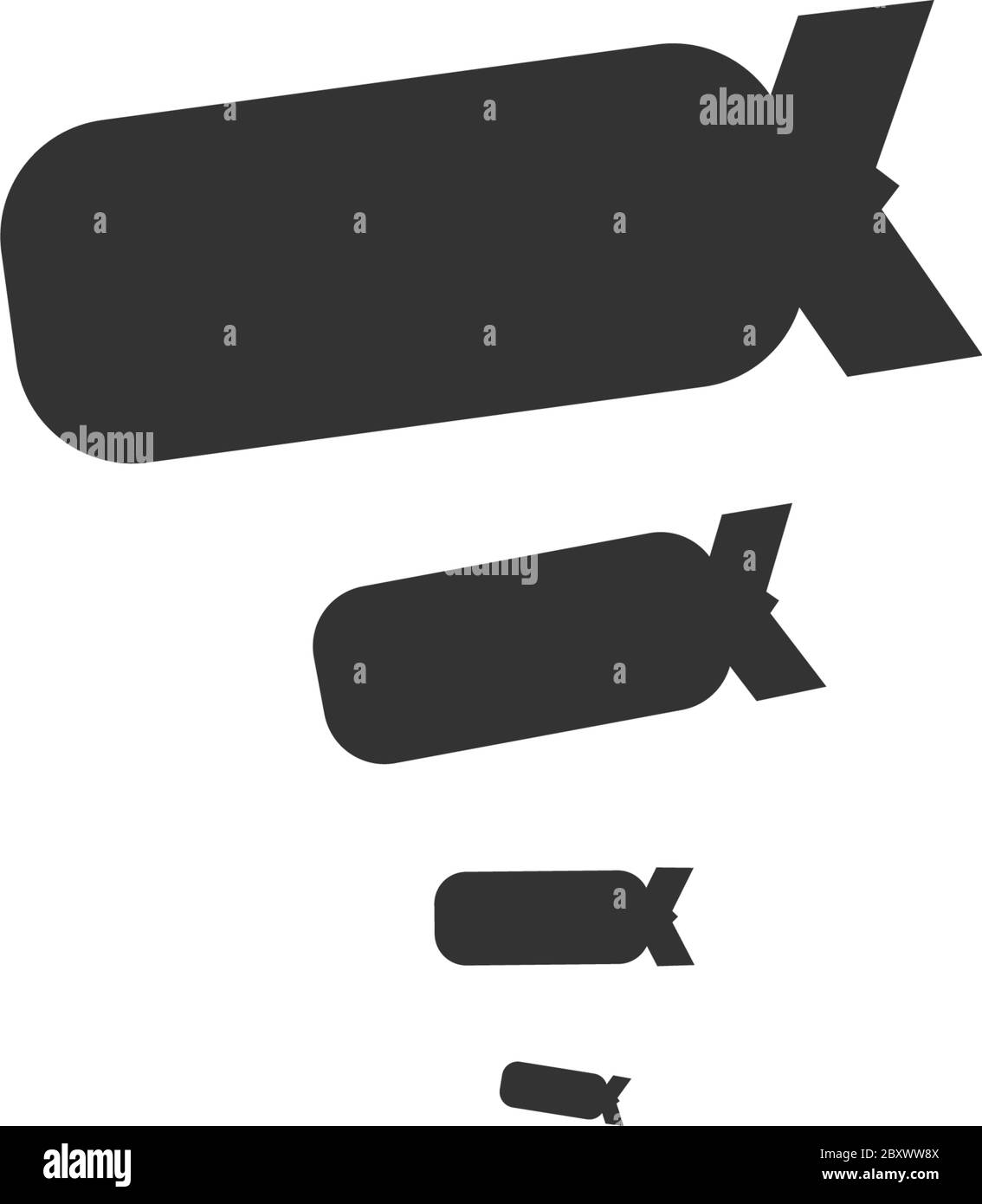 Bombardement. Icône noire plat sur fond blanc Illustration de Vecteur