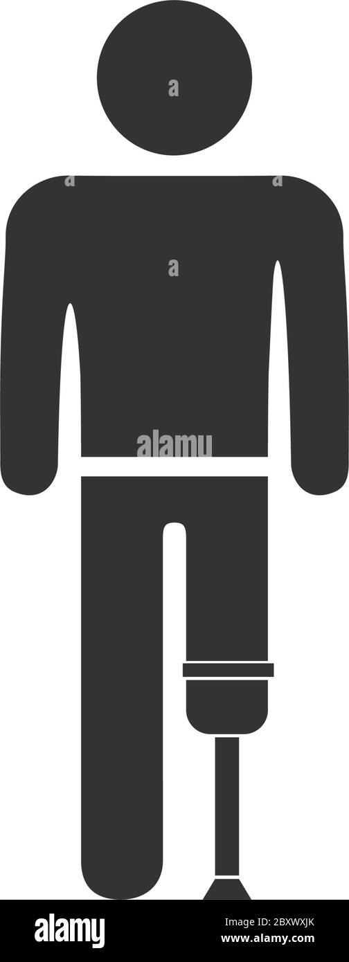 Personne au niveau de la prothèse de pied. Icône noire plat sur fond blanc Illustration de Vecteur