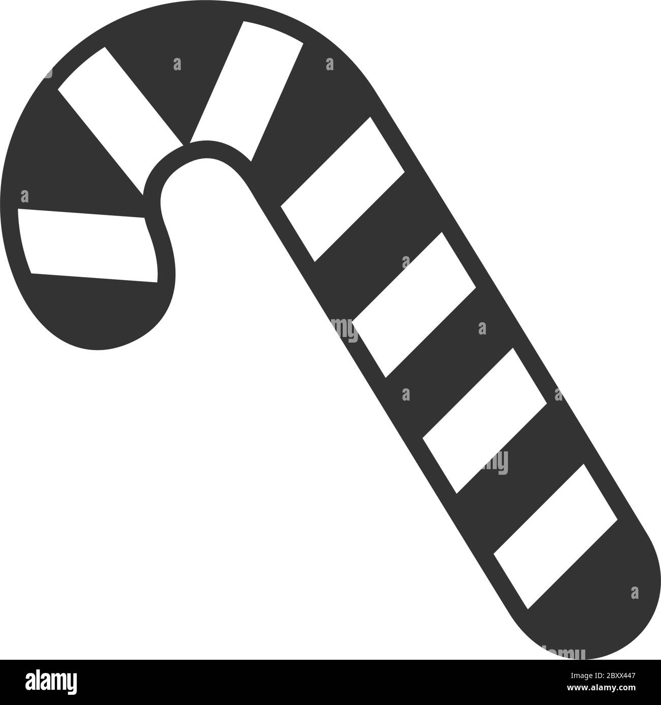 Canne de Noël à la menthe poivrée. Icône noire plat sur fond blanc Illustration de Vecteur