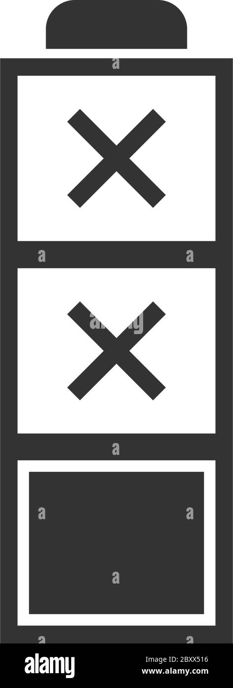 Batterie vide. Icône noire plat sur fond blanc Illustration de Vecteur