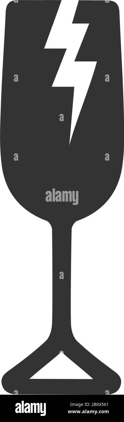 Vitre fissurée. Icône noire plat sur fond blanc Illustration de Vecteur