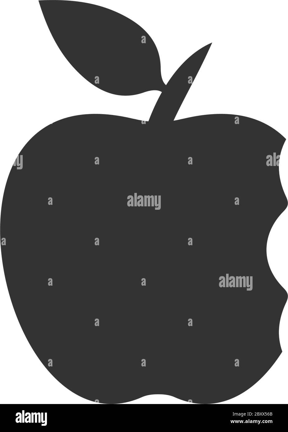 Mordez la pomme. Icône noire plat sur fond blanc Illustration de Vecteur