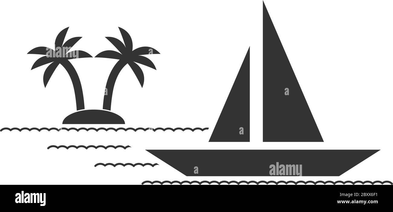Yacht. Icône noire plat sur fond blanc Illustration de Vecteur