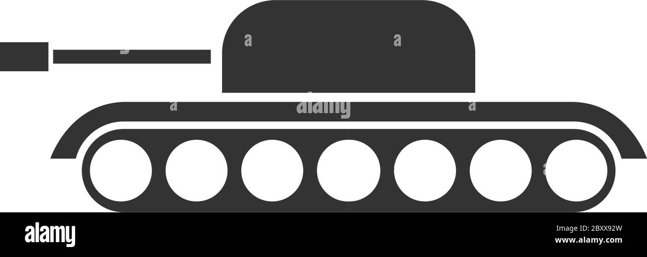 Char militaire. Icône noire plat sur fond blanc Illustration de Vecteur