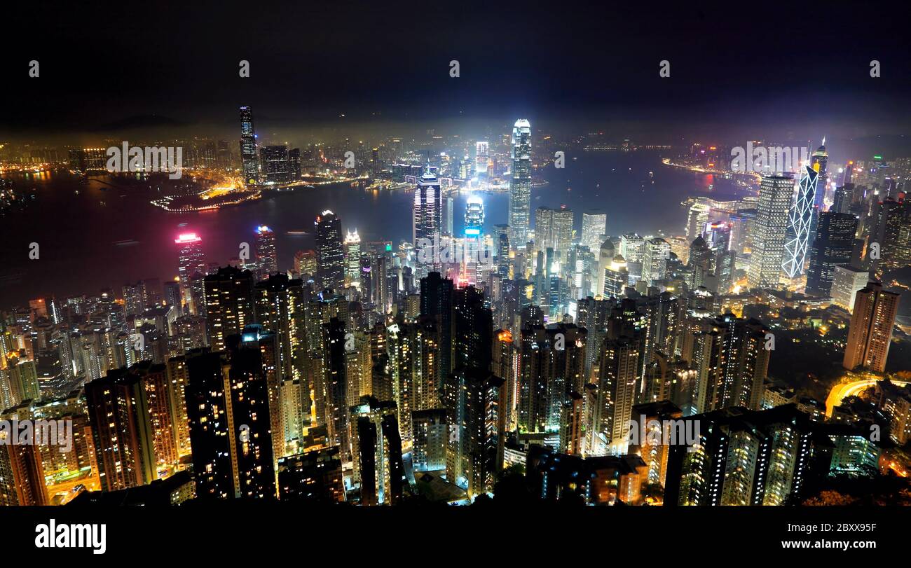 Hong Kong skyline at night Banque D'Images