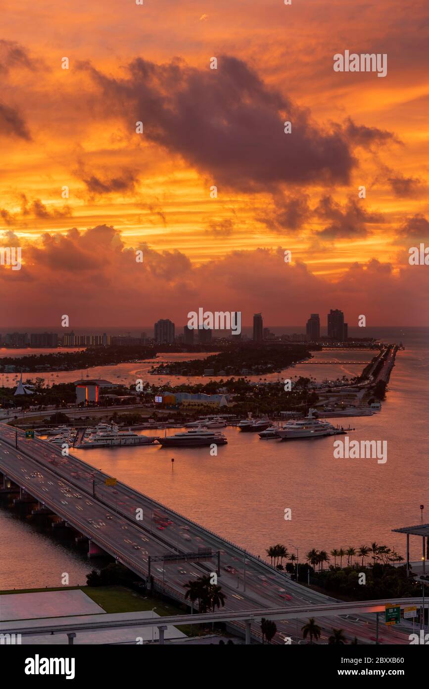 Lever du soleil de Miami Banque D'Images