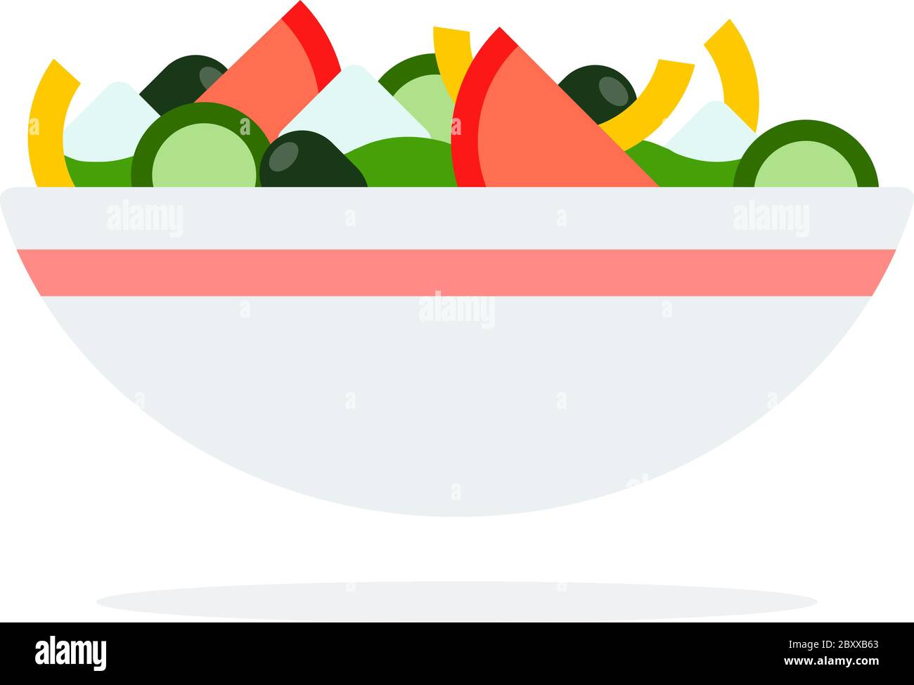 Salade de légumes dans un plat vecteur de plat conception objet isolé sur fond blanc. Illustration de Vecteur