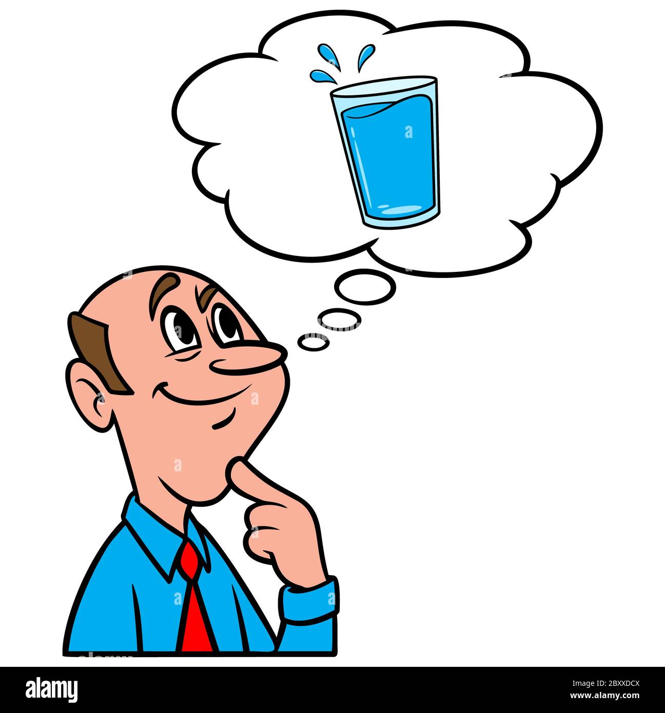 Penser à un verre d'eau - une illustration d'une personne penser à un verre d'eau. Illustration de Vecteur