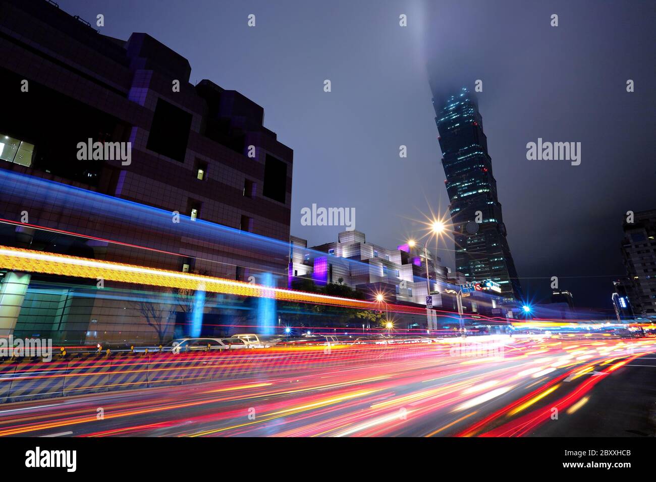 Quartier commercial de nuit de Taipei Banque D'Images