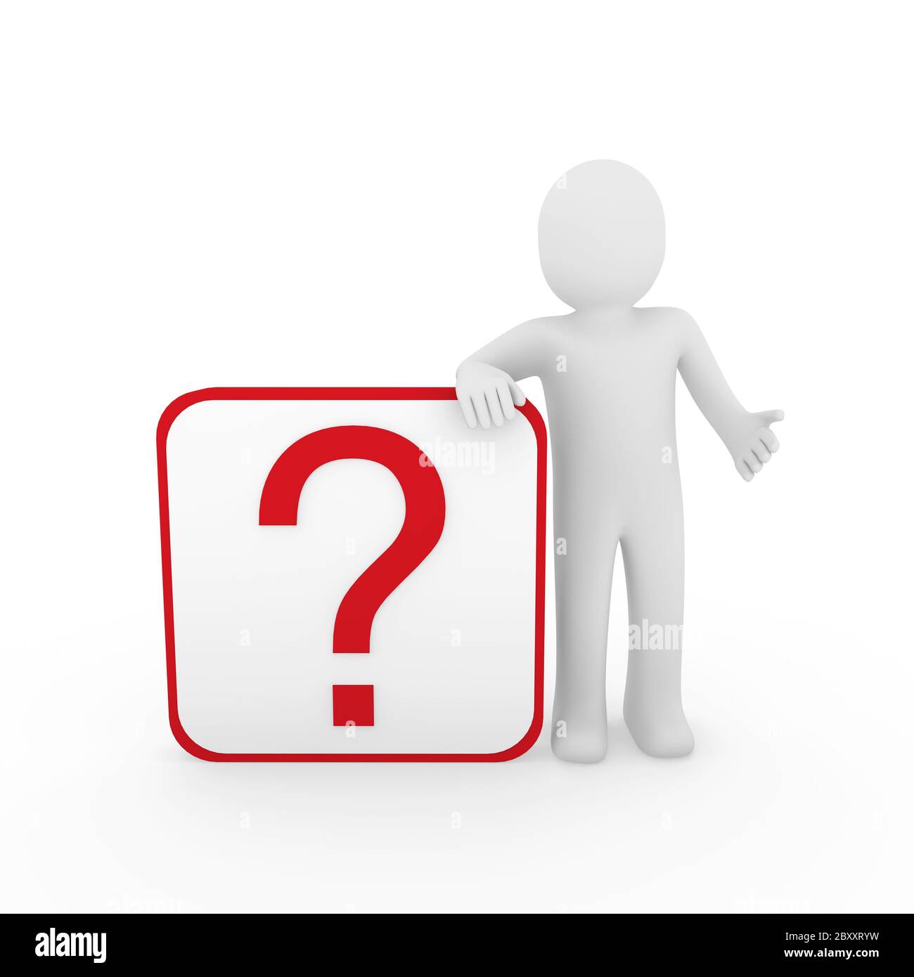 3d man question mark red Banque D'Images