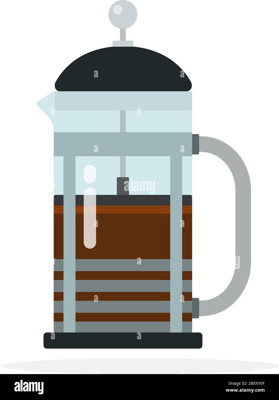 Cafetière à piston à filtre vectoriel plat isolé Illustration de Vecteur