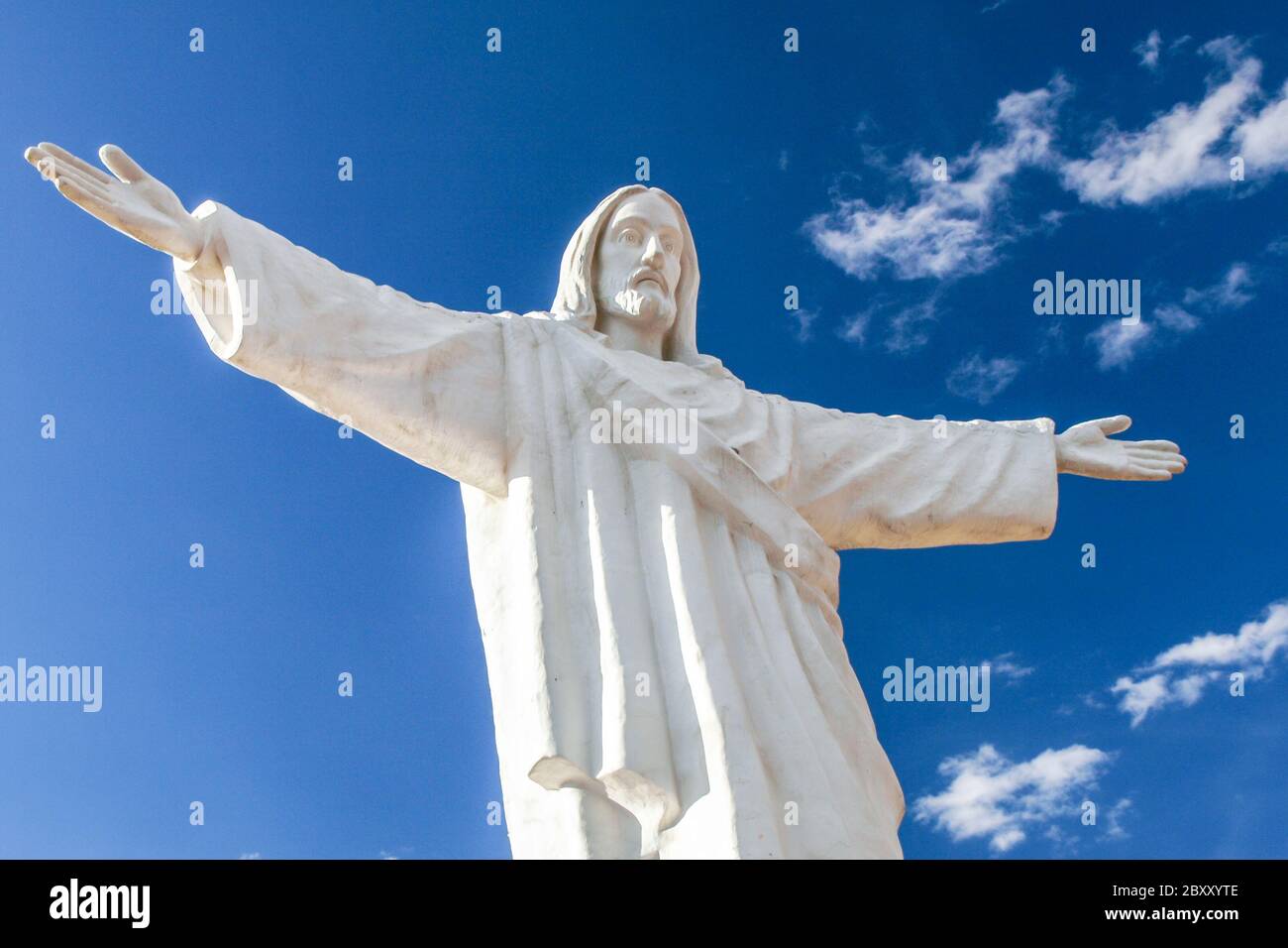 Statue de Jésus Christ à Cusco, Pérou, Amérique du Sud. Vue détaillée. Banque D'Images