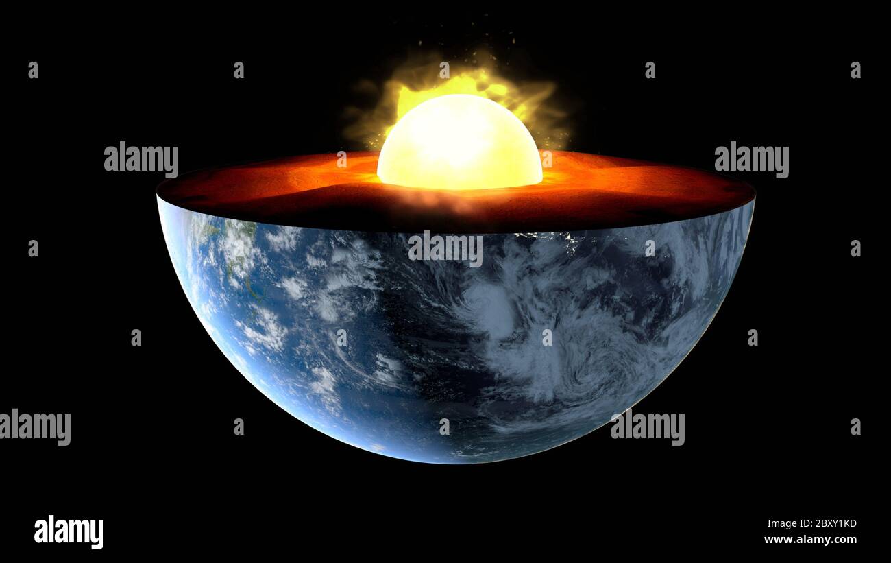 Noyau de terre. Structure interne avec couches géologiques. rendu 3d Banque D'Images