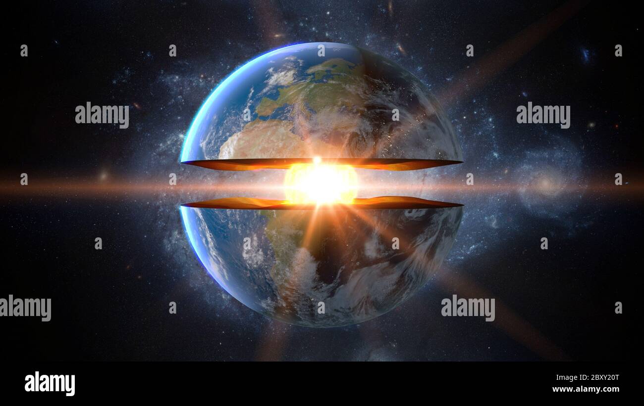 Noyau de terre. Structure interne avec couches géologiques. rendu 3d Banque D'Images