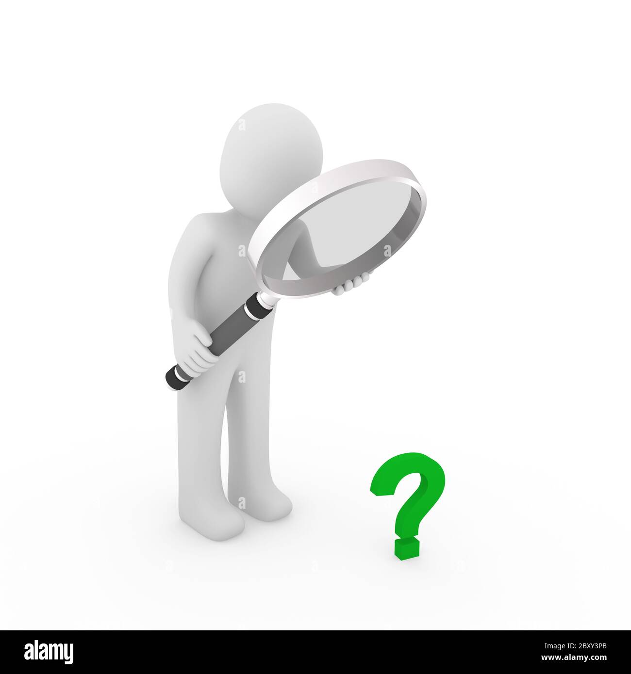 Loupe 3d question mark green Banque D'Images