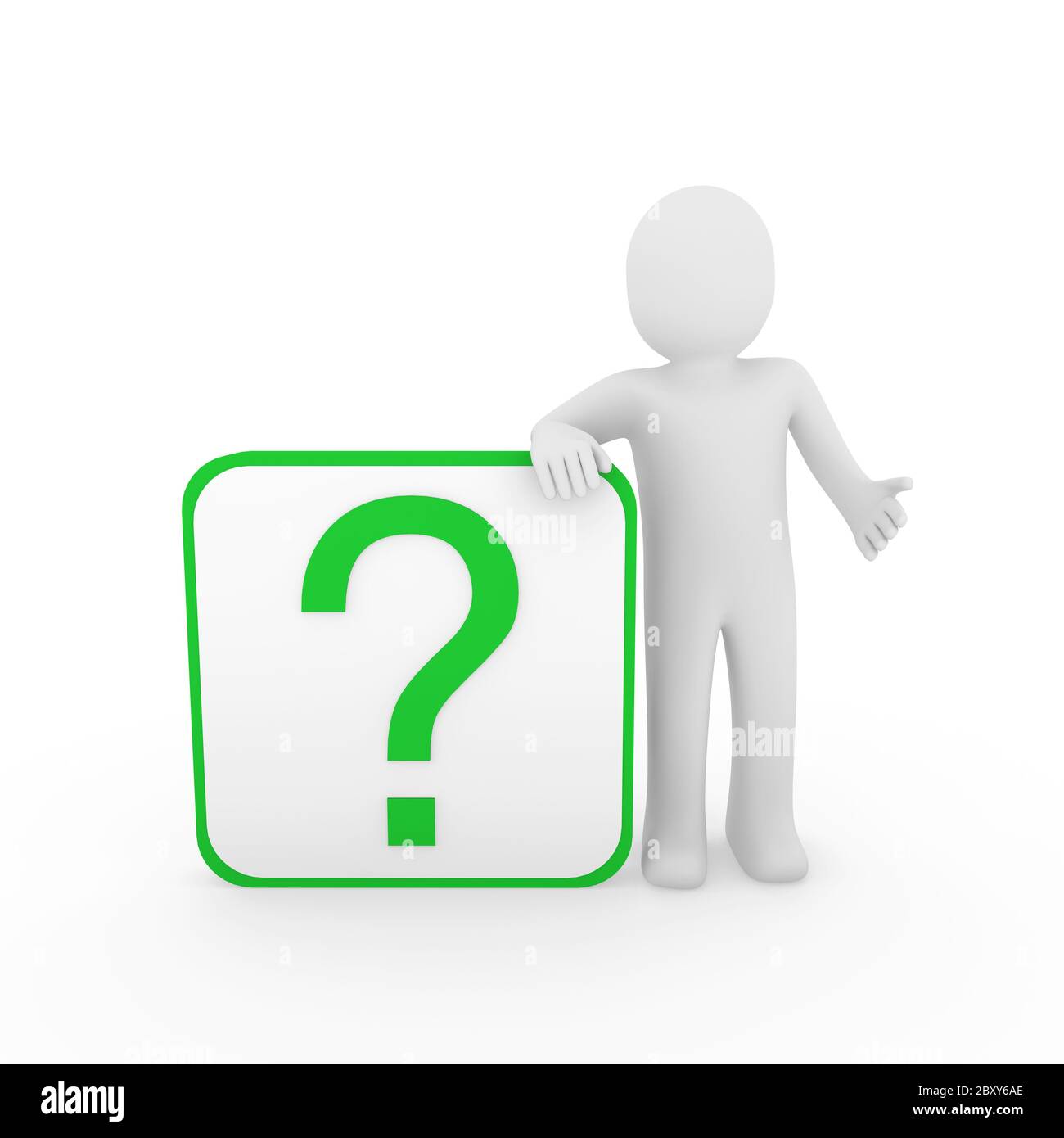 3d man question mark green Banque D'Images