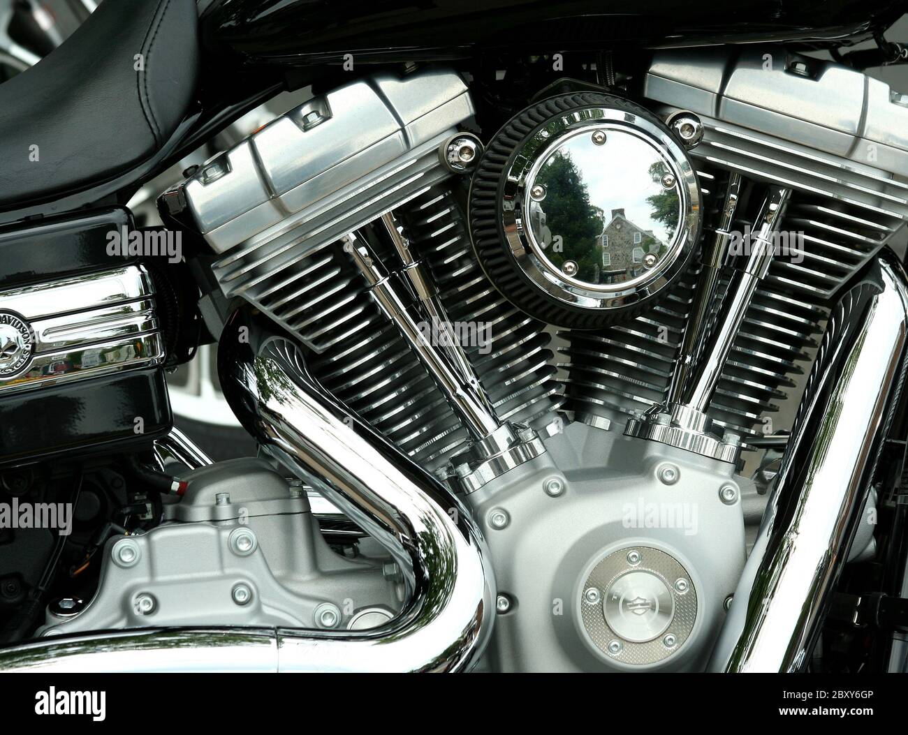 Un gros plan d'un moteur de moto Banque D'Images