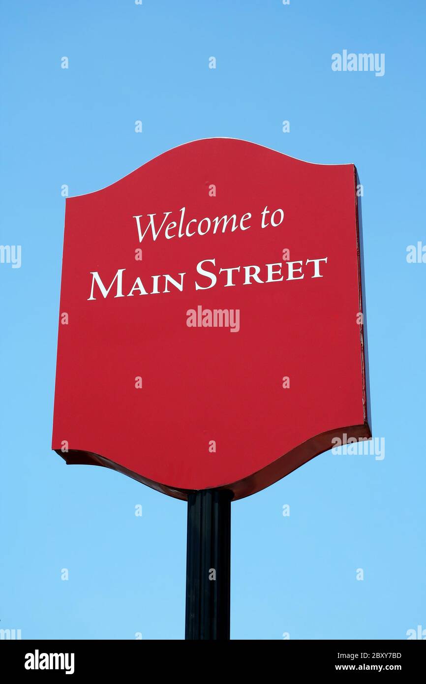 Bienvenue à la rue Main signadd votre ville Banque D'Images