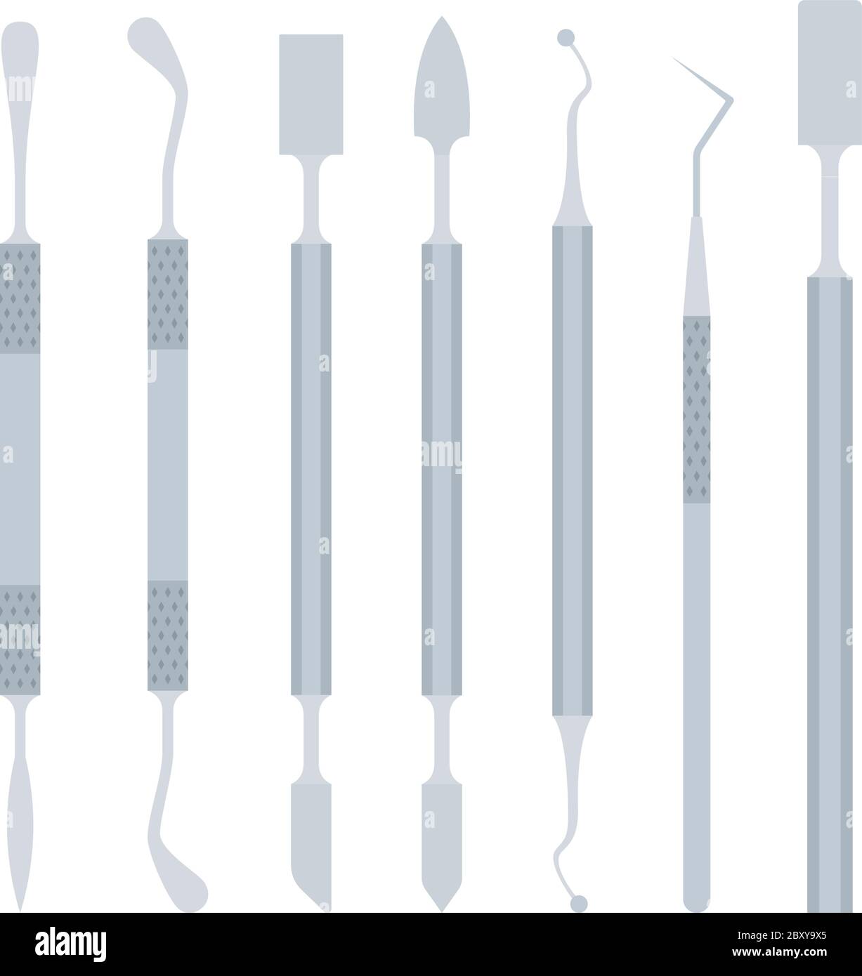 Ensemble de spatules dentaires sculptantes vecteur icône plate isolée Illustration de Vecteur