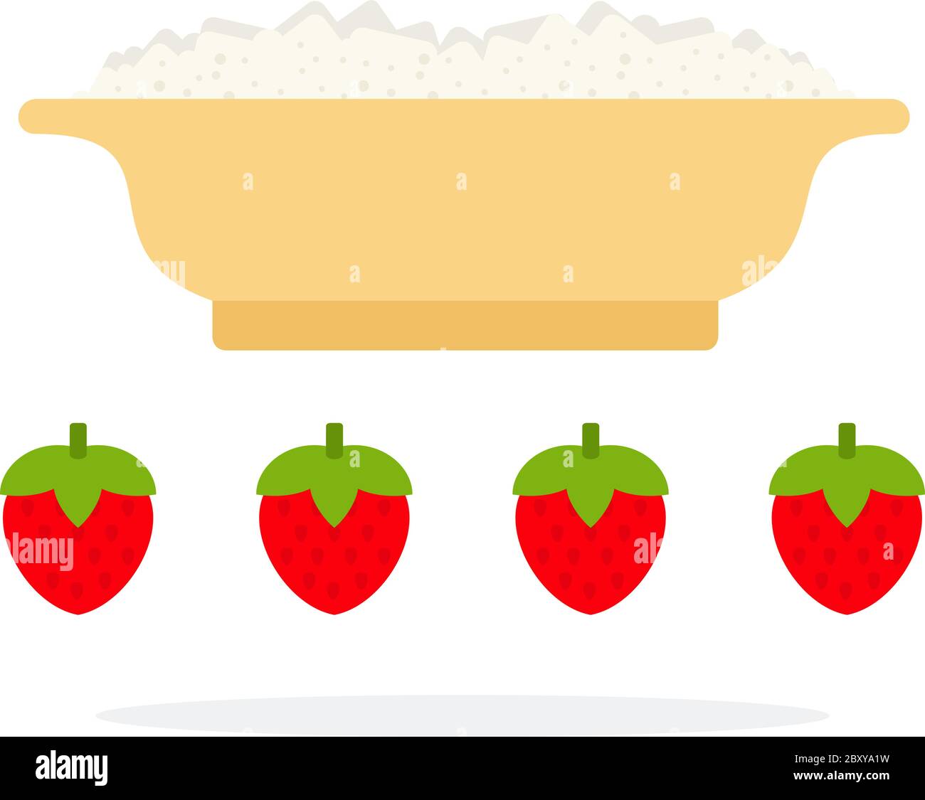 Porridge dans une assiette et baies dans une rangée Illustration de Vecteur