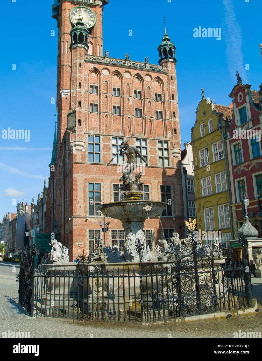 Hôtel de ville et fontaine Neptune, Gdansk Banque D'Images