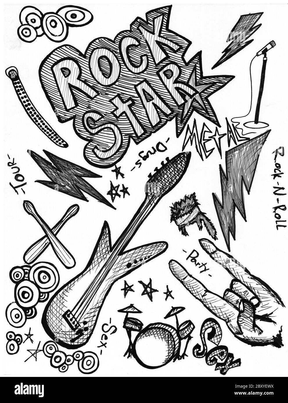 Rock Star Les Doodles Banque D'Images