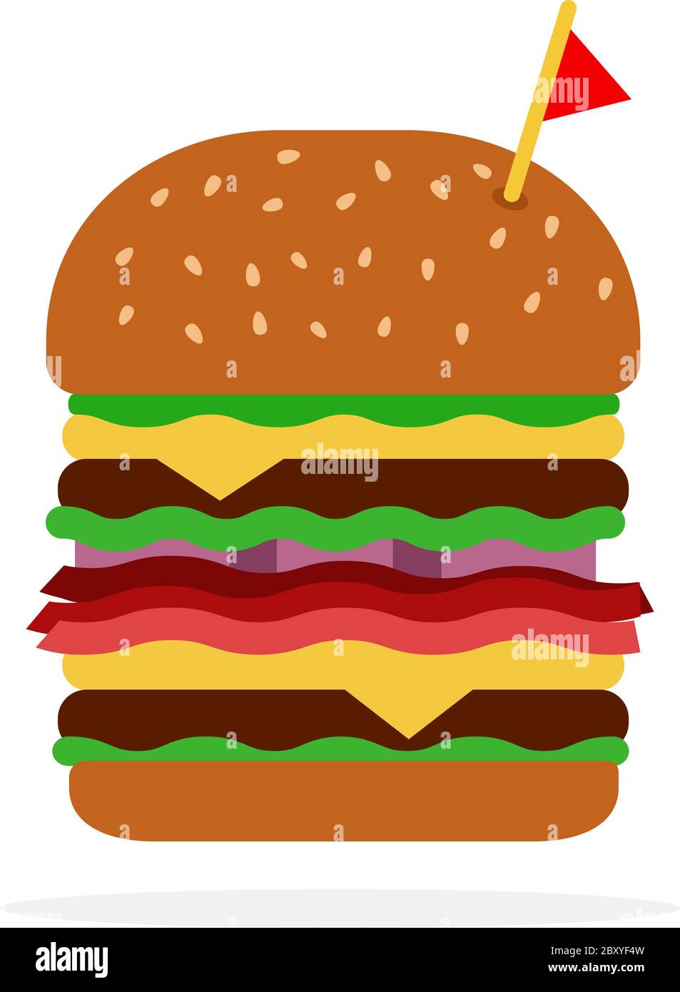 Double hamburger avec bœuf et bacon Illustration de Vecteur