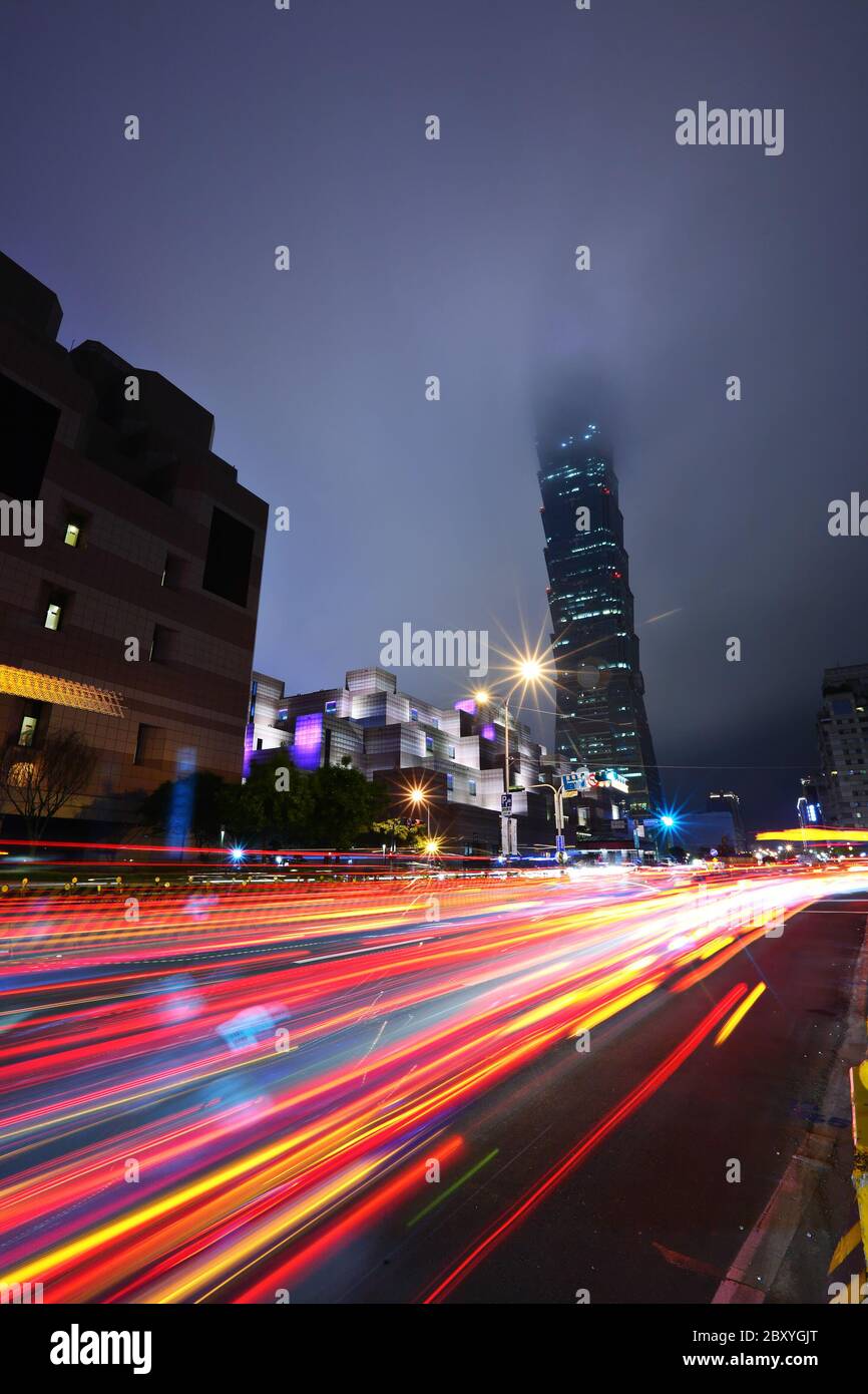 Quartier commercial de nuit de Taipei Banque D'Images