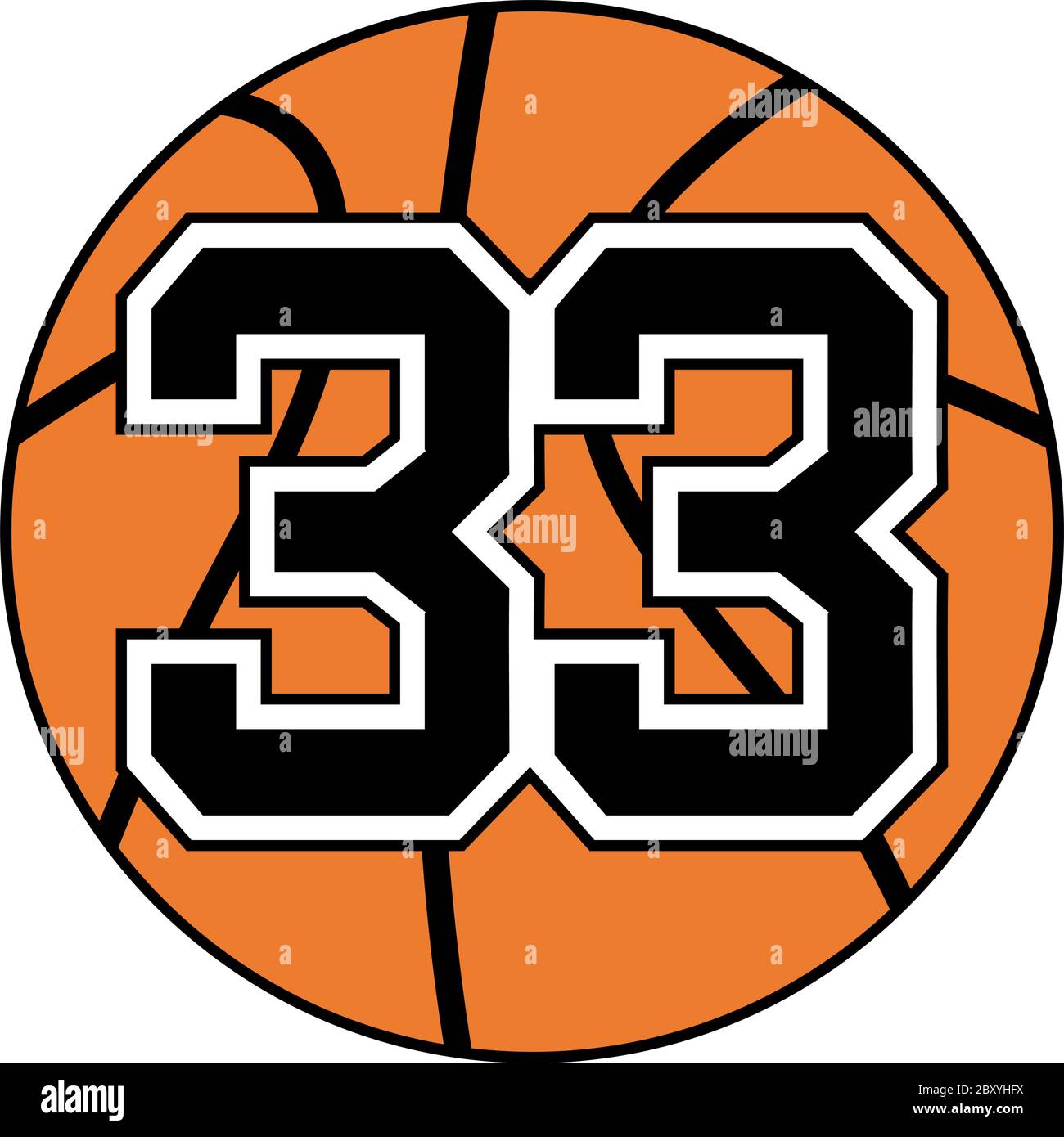symbole ballon de basket-ball avec numéro 33 Image Vectorielle Stock - Alamy