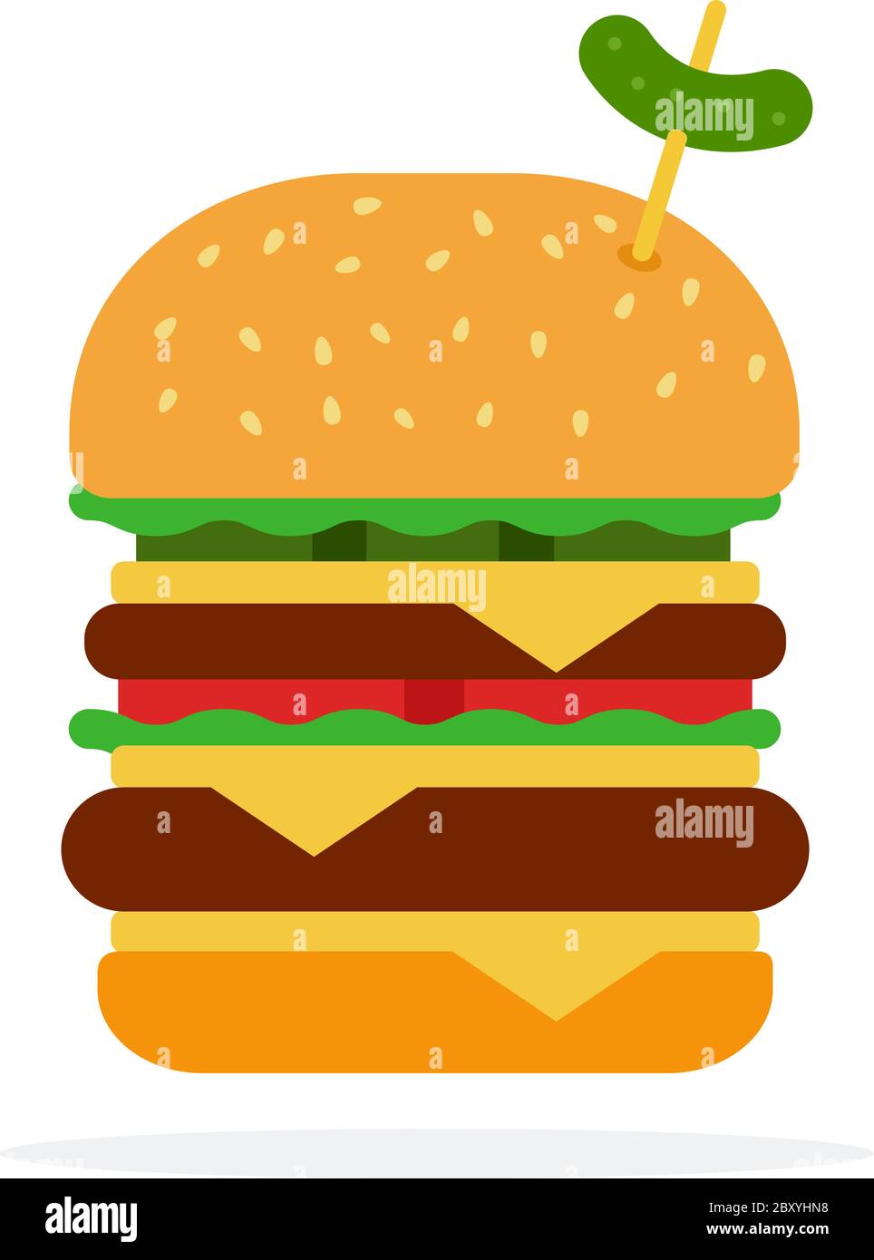 Double hamburger avec fromage et concombre Illustration de Vecteur