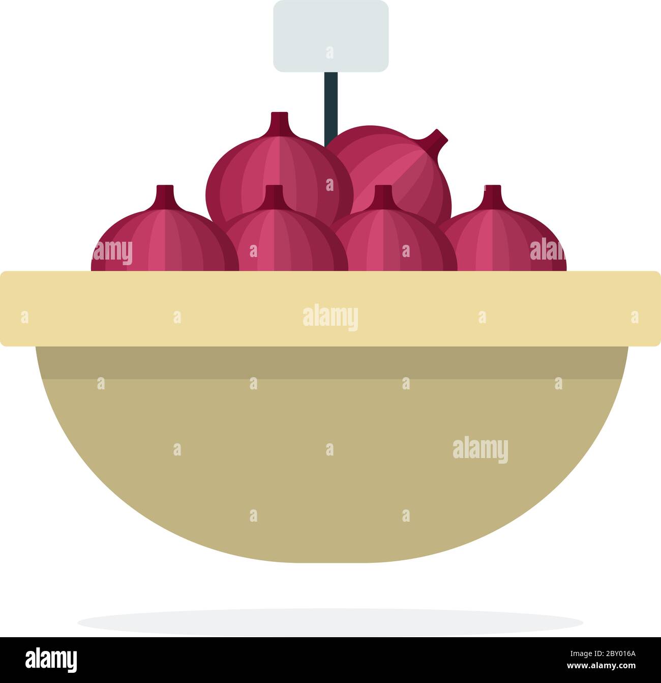 Oignons rouges dans un panier plat isolé Illustration de Vecteur